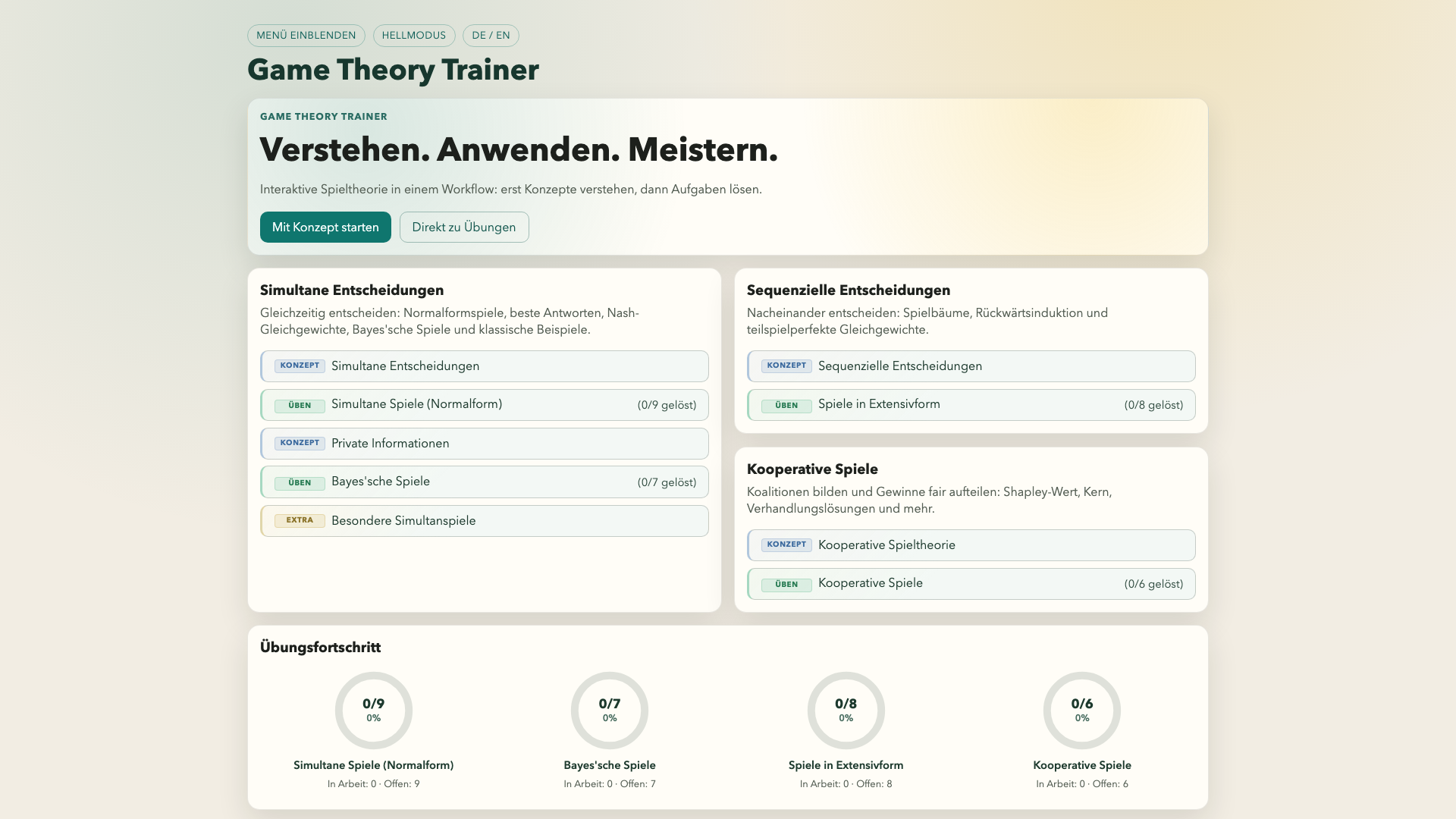 Game Theory Trainer